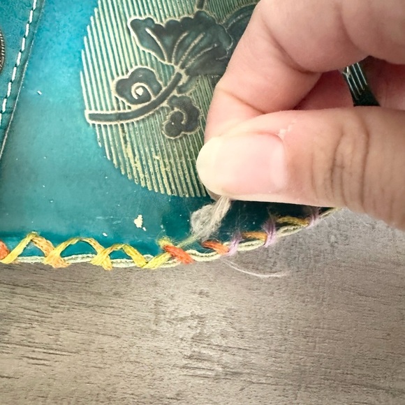 CORKYS POPPY TURQUOISE HAND PAINTED LEATHER SANDALS SIZe 9.5 - Picture 5 of 10